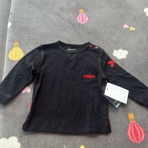 Banana Republic Black Long Sleeve Kids Tee with Red Accents
